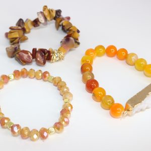 Love Amethyst Rose Sunset Serenity Sacral Chakra Bracelet 3pcs set