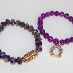 Love Amethyst Rose Divine Crown Duo 2pcs Bracelet Set