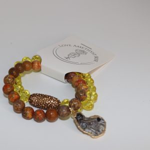 Love Amethyst Rose Golden Aura Chakra Bracelet 2pc